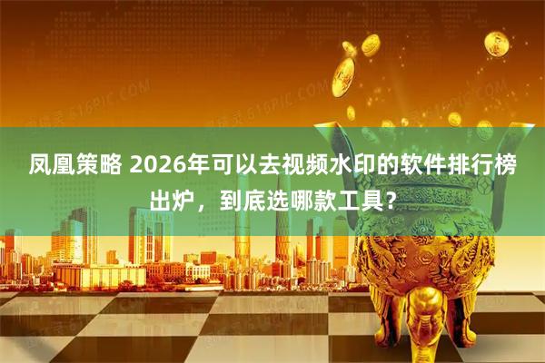 凤凰策略 2026年可以去视频水印的软件排行榜出炉，到底选哪款工具？