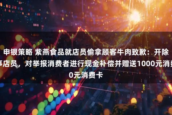 申银策略 紫燕食品就店员偷拿顾客牛肉致歉：开除涉事店员，对举报消费者进行现金补偿并赠送1000元消费卡